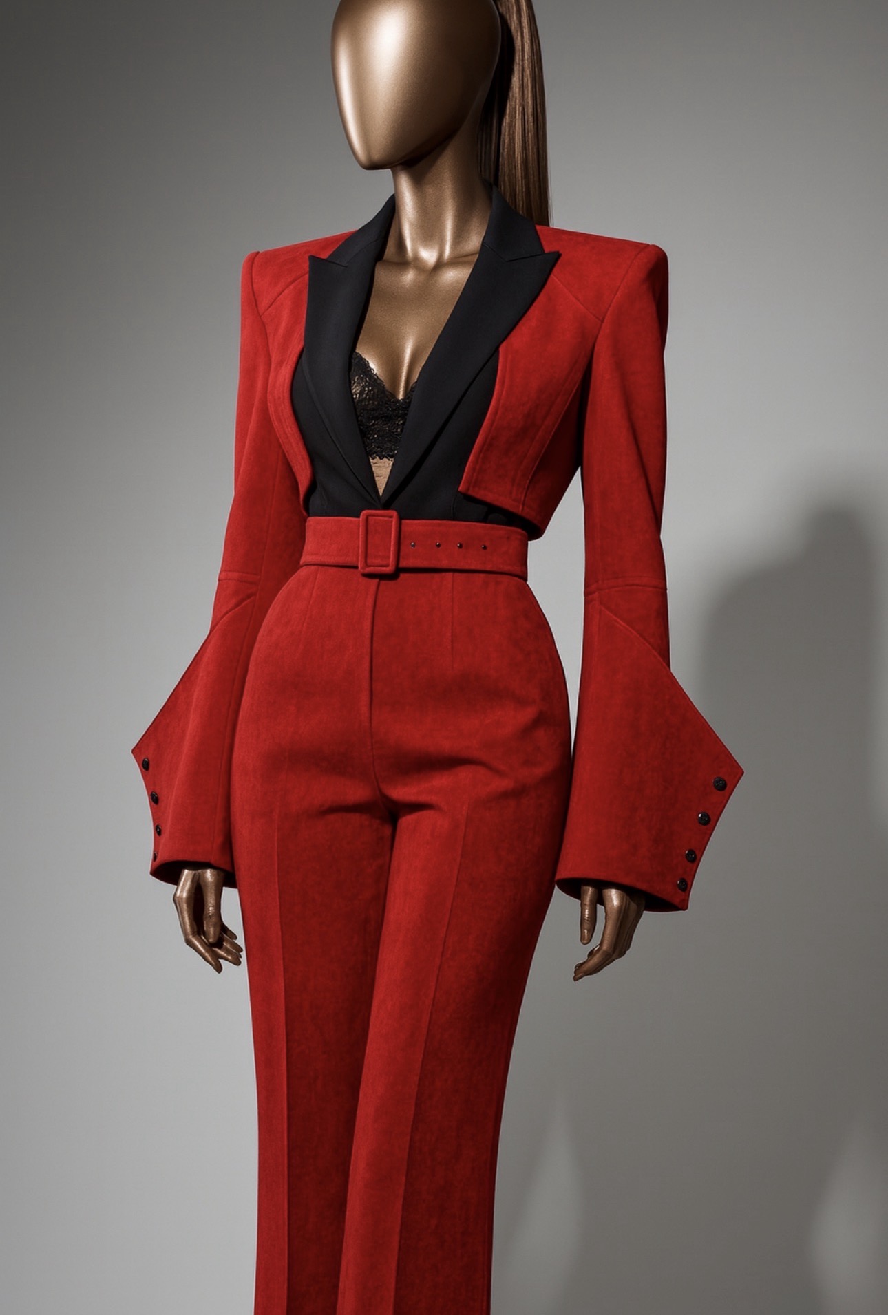 SHE red velvet power suit preview