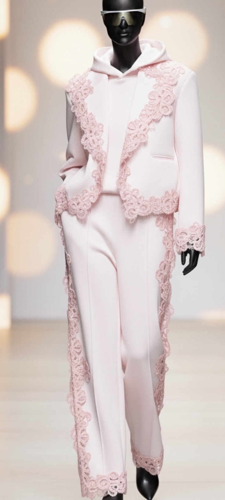 SHE blush pink lace suit